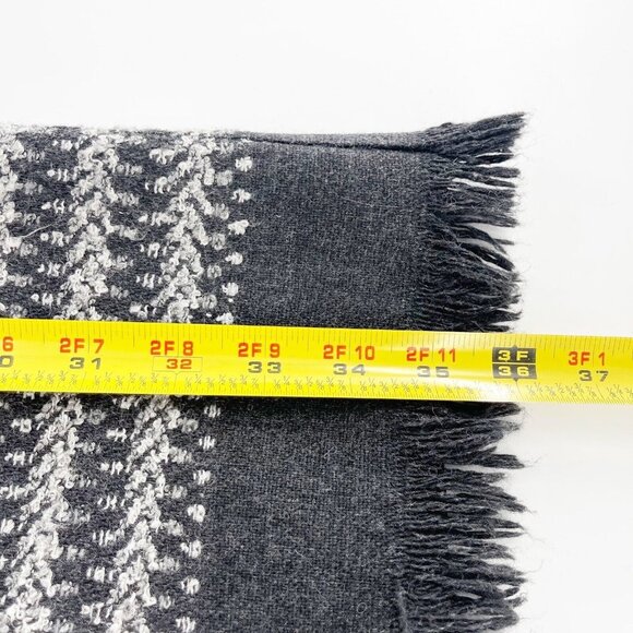 Vtg Michele Wool Blend Fringe Hem Skirt 16 Gray & White Midi Western USA Fringe - Picture 5 of 12